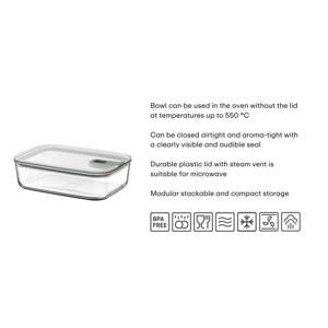 Mepal Easyclip 2.0 Glass Food Storage Box 700ml Nordic Sage